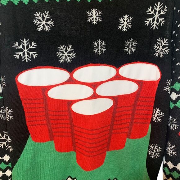 Tipsy Elves Mens Cheer Pong Game Ugly Christmas Sweater XL Holiday Party - Picture 2 of 7